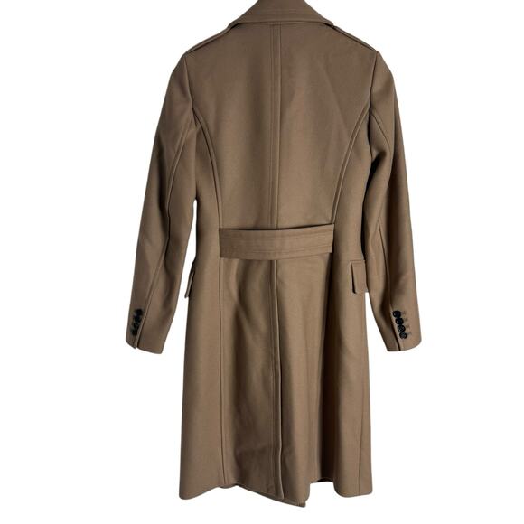 Reiss Camel Tan Wool l Double Breasted Long Coat Size 2 - Picture 5 of 9